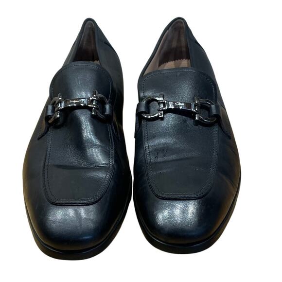 Salvadore Ferragamo Men's Moccasin Black Leather Style 95234 Size 9E EUC - Picture 1 of 8